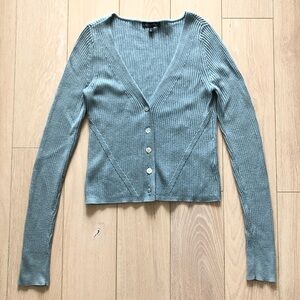 Dynamite Ribbed Shell Button Cardigan in Light Blue